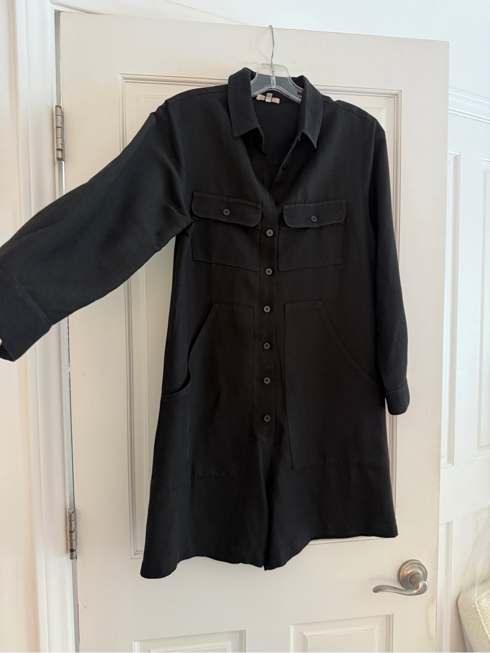 OZMA of California Tangier Black Canvas Button-Front Romper with Pockets - Picture 5 of 8